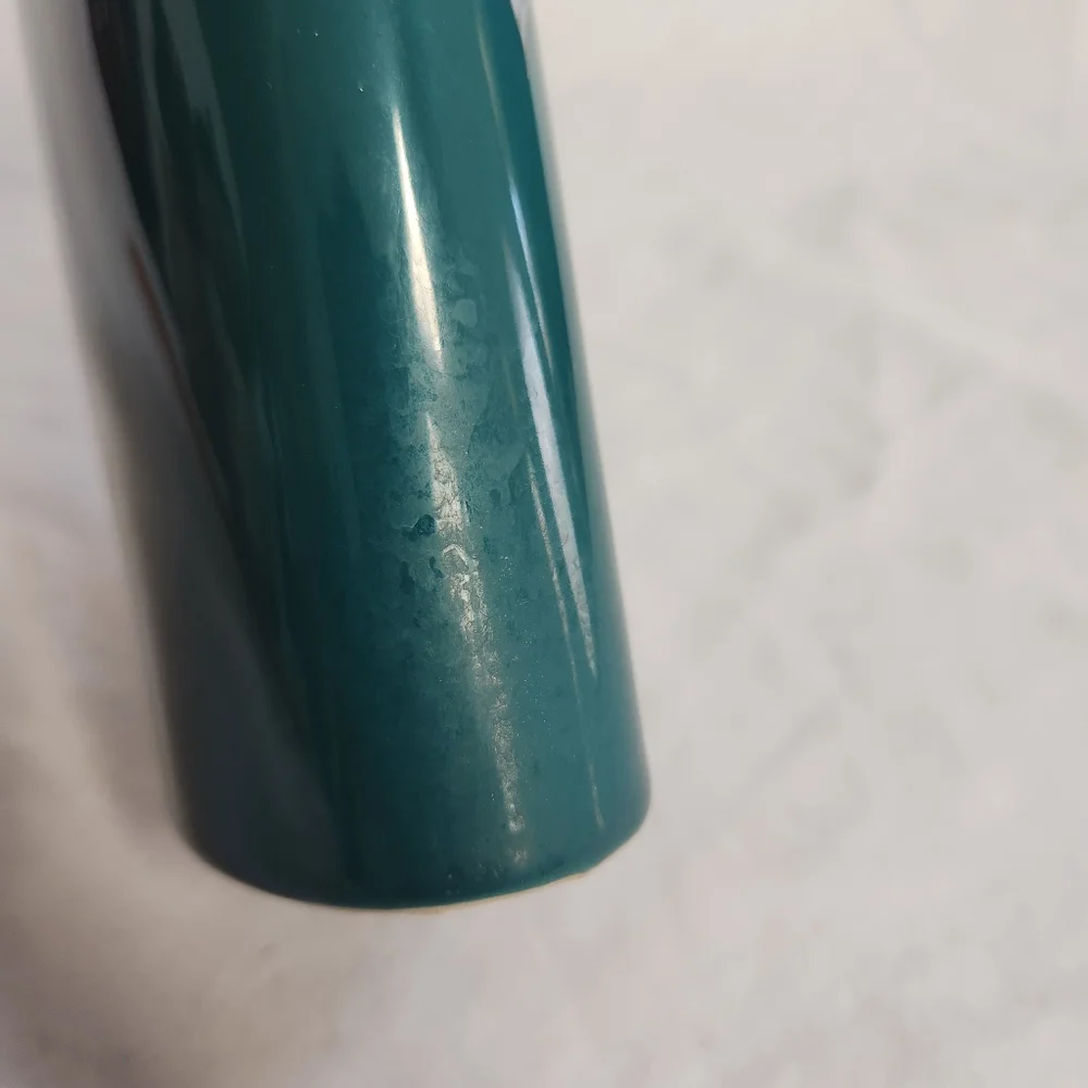 Vintage Asian White Calla Lily Flower Teal Green Vase